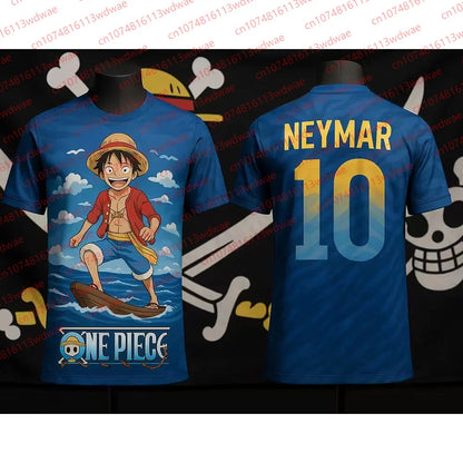 2026 One Piece Luffy Men Football Jersey Summer Short Sleeve Women T-shirt Cartoon Japan Style Anime Children Clothes Tee Tops
