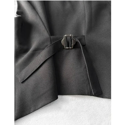 Man Waistcoat Vintgae Slim Turn Down Collar Male Suit Vest Simple Double-breasted Breathable Casual Versatile Men Vest