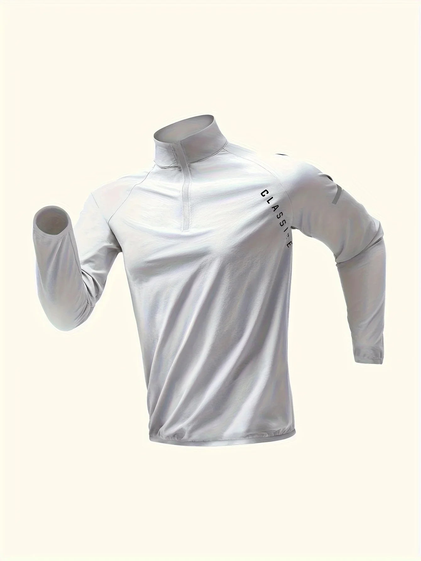 Men's sports long sleeved half zip top, quick drying running T-shirt, sports training jacket, breathable elastic fabric, mo