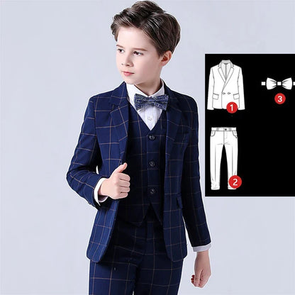 Top Quality Big Boys Suit For Wedding Teenager Kids Formal Tuxedo Dress Children Photograph Blazer Party Performance Costume