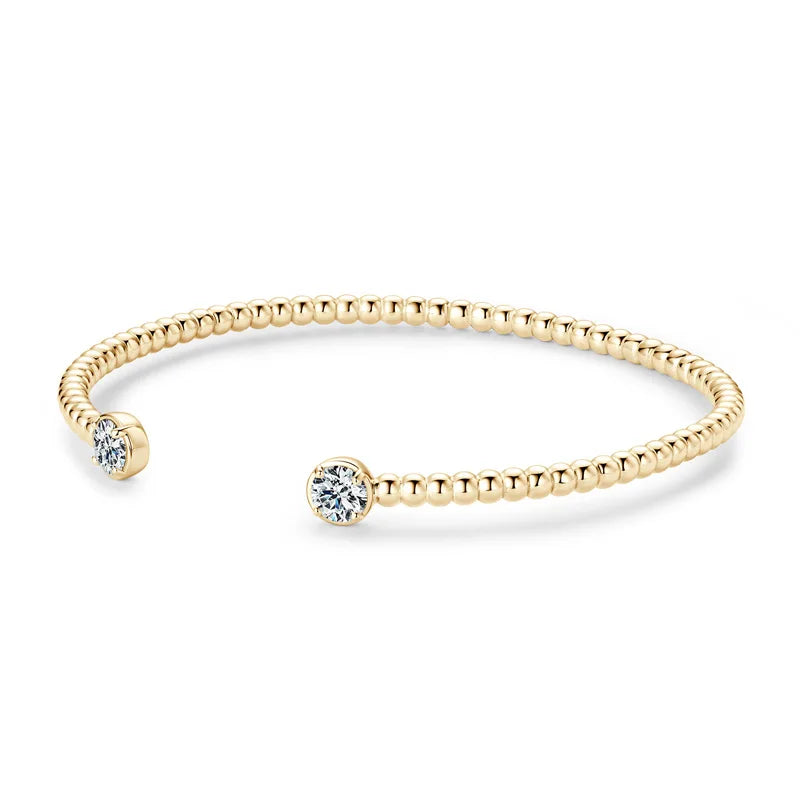 1CTTW 18k Plated Moissanite Bangles for Women 100% Solid S925 Silver Stackable Jewelry Adjustable Lab Diamond Bracelets