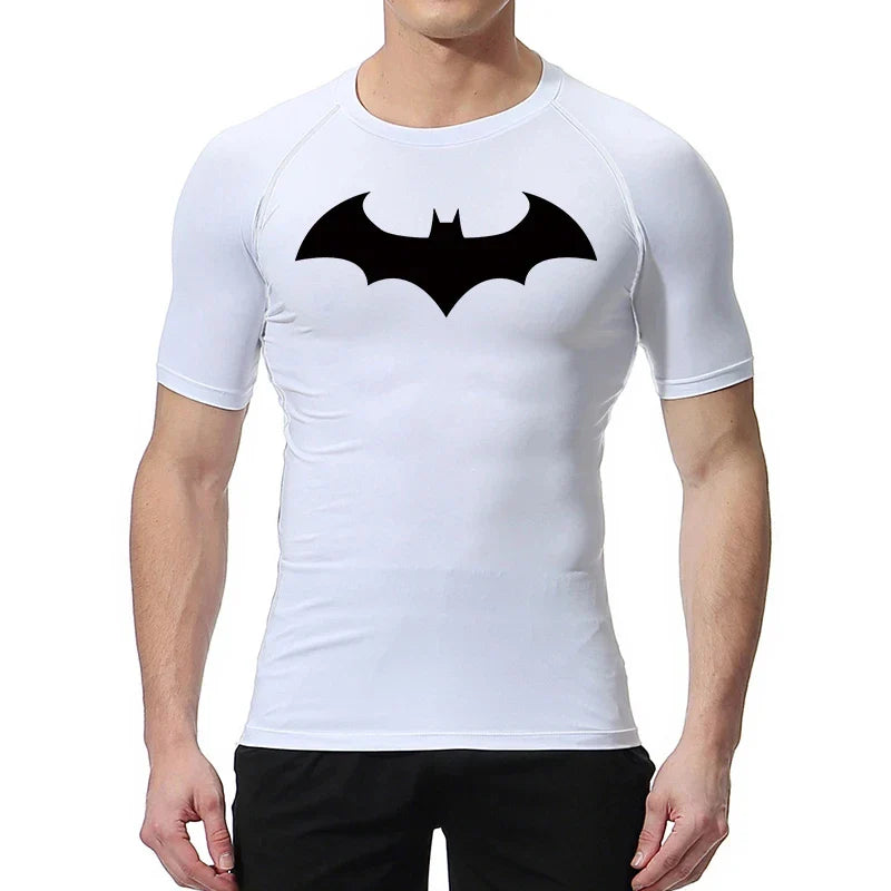 Bat Graphic Compression Shirts for Men Short Sleeve Rash Guard Gym Workout Running Tshirt Summer Athletic Quick Dry Tees Tops