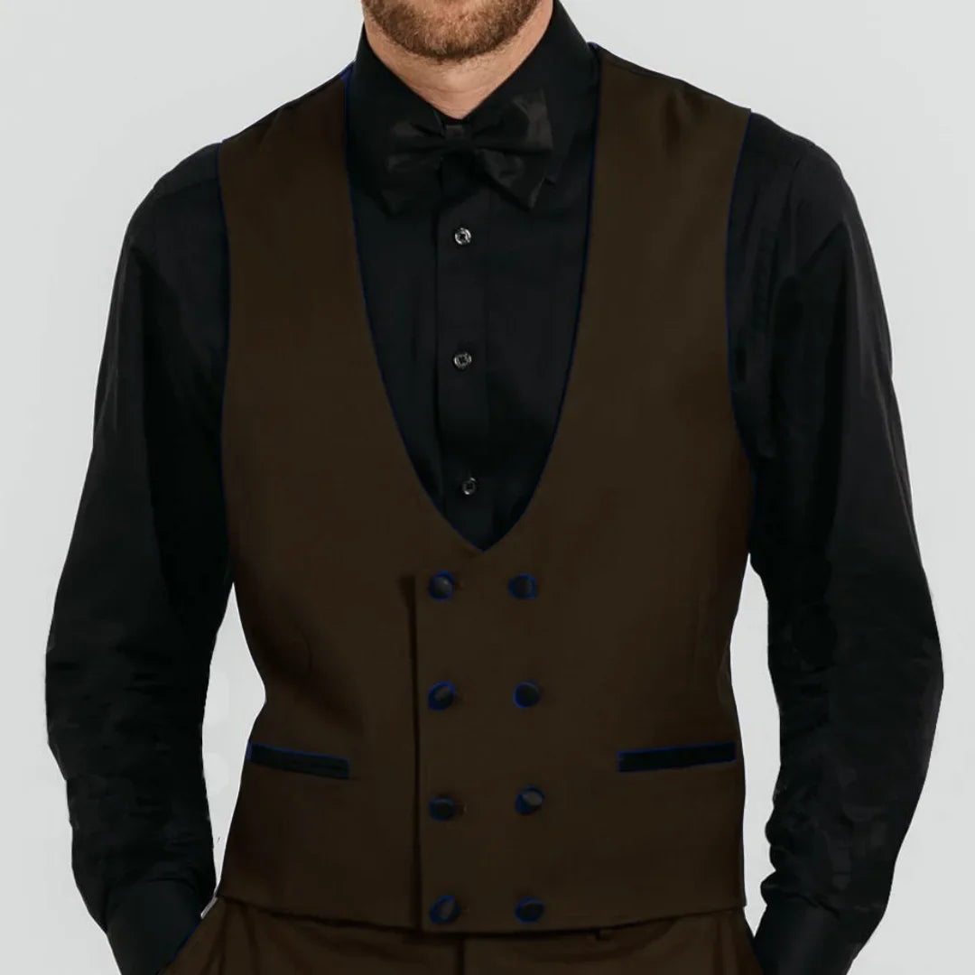 Men Vest Royal Blue Double Button Solid Waistcoat For Wedding Birthday Banquet Party Business Work Daily Casual Men Suit Vest