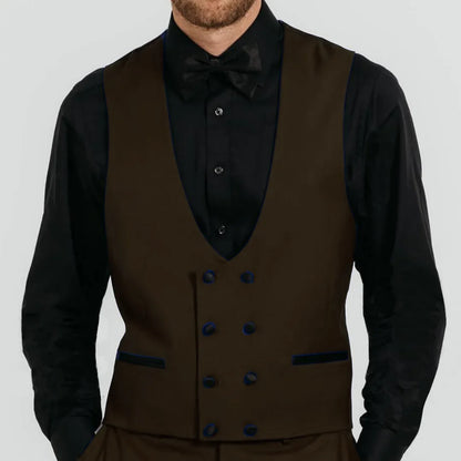 Men Vest Royal Blue Double Button Solid Waistcoat For Wedding Birthday Banquet Party Business Work Daily Casual Men Suit Vest