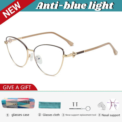 New Fashion Simple Cat's Eye Personalized Frame Design Women's Anti-Blue Light Reading Glasses Customizable Prescription