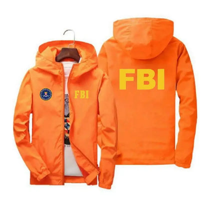 2024 New Men's Jacket High Quality FBI Printed Outdoor Sports Jacket Spring Hooded Windproof Fashion Casual Brand Sports Jacket