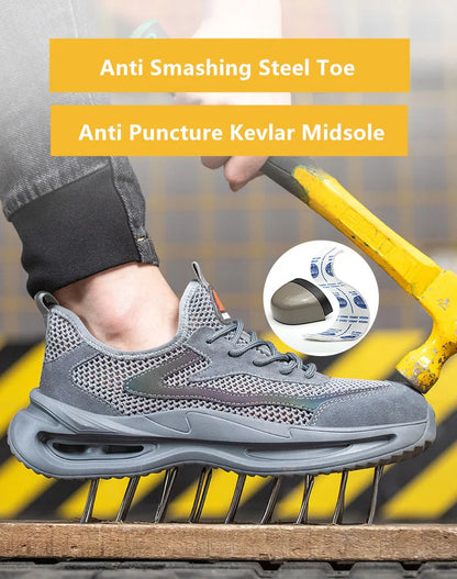 summer breathable work shoes with iron toe anti puncture security shoes work sneakers for men anti-slip Lightweight safety shoes