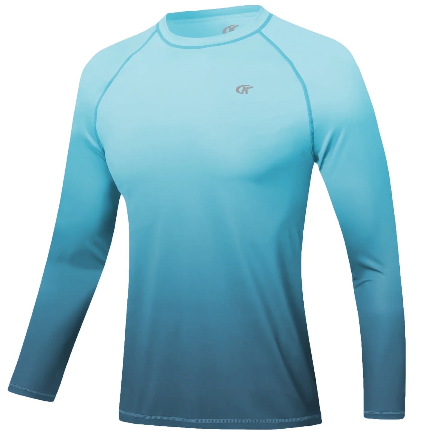 Summer Men's Long Sleeve T-Shirt UPF 50+ Rash Guard Gradient Shirt for Sport Fishing Hiking Workout Outdoor Pullover Shirt