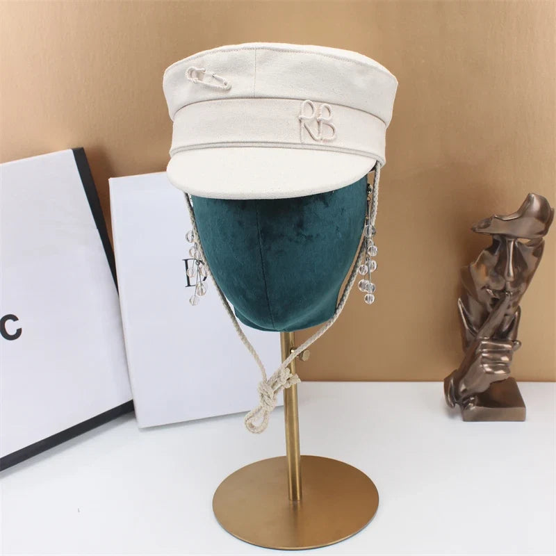 Brand Designer New Winter Embroidery Letter Baker Boy Straw Caps Purple Newsboy Caps Thick Warm Flat Cap Chapeau Homme