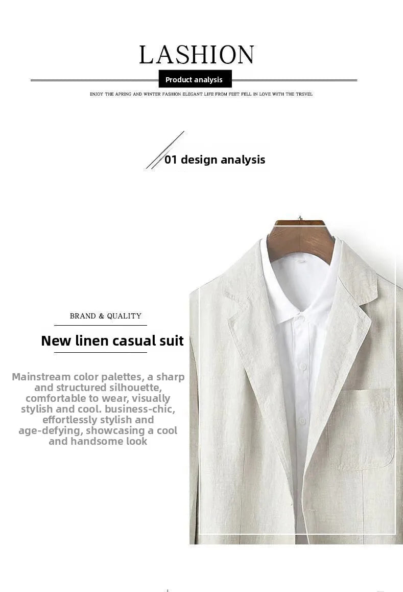 Linen Sun Protection Jacket Blazer - Men's Fashionable Business Casual Versatile and Comfortable Ice Sensation Breathable Blazer