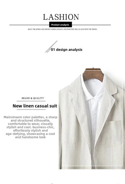 Linen Sun Protection Jacket Blazer - Men's Fashionable Business Casual Versatile and Comfortable Ice Sensation Breathable Blazer