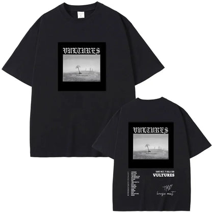 Rapper Kanye West Vultures New Music Album Graphic T Shirts Men Women Hip Hop Fashion Oversized T-shirts Male 100% Cotton Tshirt