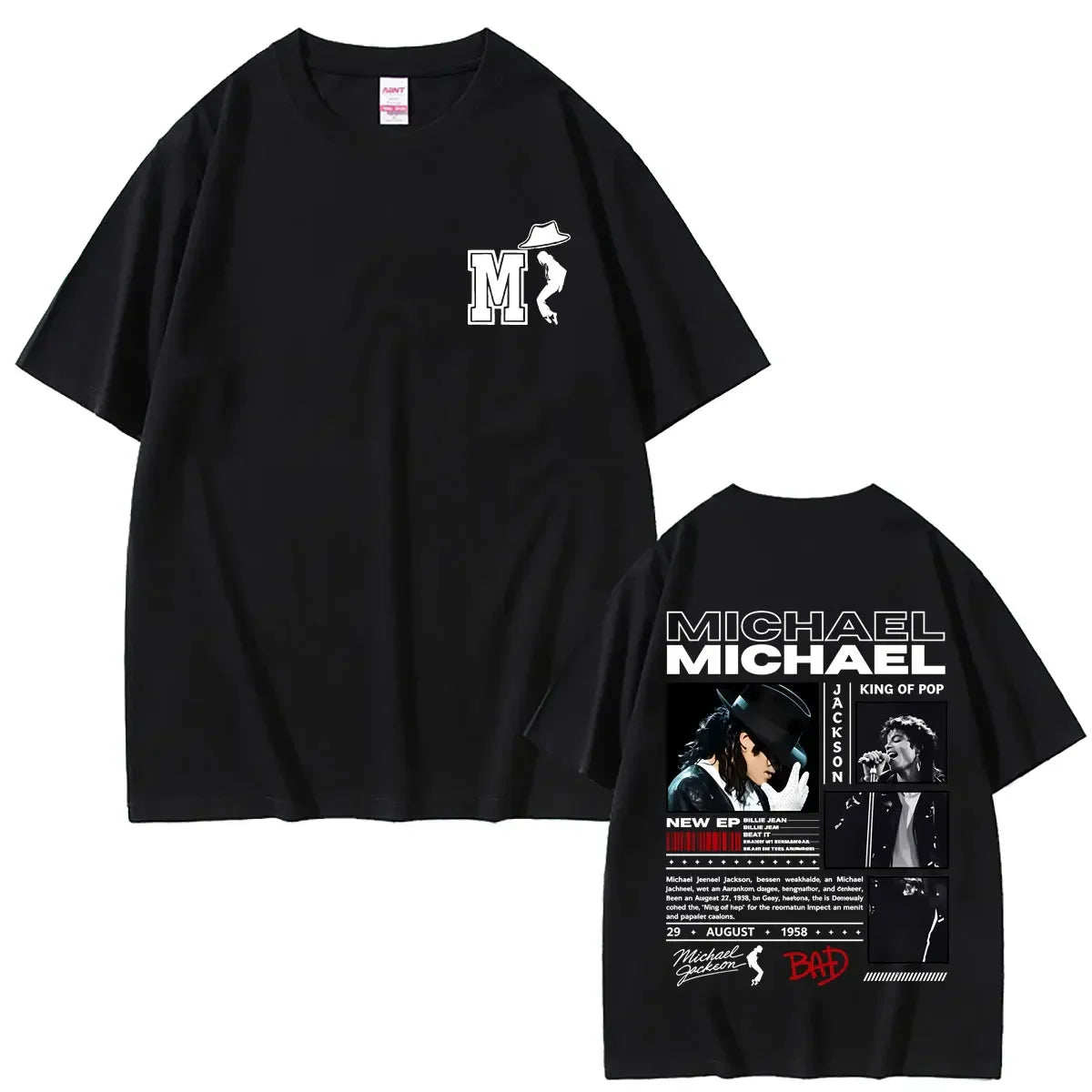 Classic Retro Michael Jackson King of Pop T-shirt Men Women Vintage Gothic Rock T-shirts Men's Hip Hop Punk Oversized T Shirts