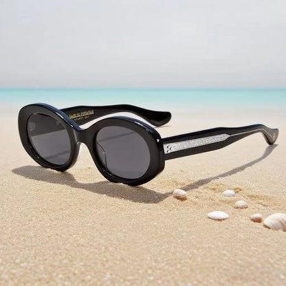 Top Quality Handmade Oval Acetate Men Women Vintage Sunglasses New Exquisite Design Sunglasses Outdoor UV400 Luxury Sunglasses