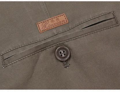 Double Pleated Straight Loose Casual Pants Men Classic Black Trousers High Waist Thick Autumn Cotton  Office Suit Pants 42 44 46