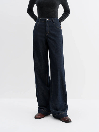 Straight High Waist Jeans for Women Winter Solid Simple All-match 2025 New Long and Short Versatile Pants Korean Style