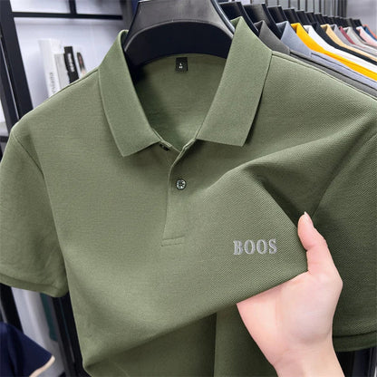 Cotton100% Men's Summer High Quality Short Sleeves Polo Shirt Lapel Button Letter Printing T-Shirt Business Leisure Men Clothing