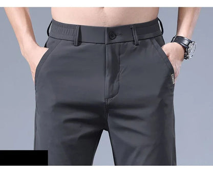 2026 Men's Summer Casual Pants Thin Ice Silk Men's Pants Fashion Straight  Elastic Men's New Pants Men's Pants