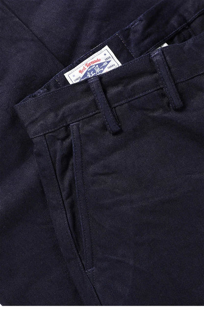 Blue-Black Officer Trousers Slim Straight Fit 14oz Indigo Selvedge Denim Jeans
