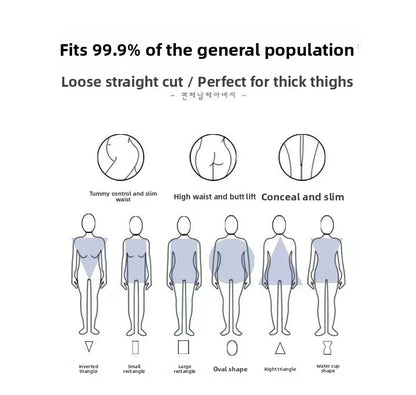 plus Size Women's Straight Leg Jeans High Waist Loose Fit Spring New Sle Slimming Wide Leg Student Long Trousers Trendy