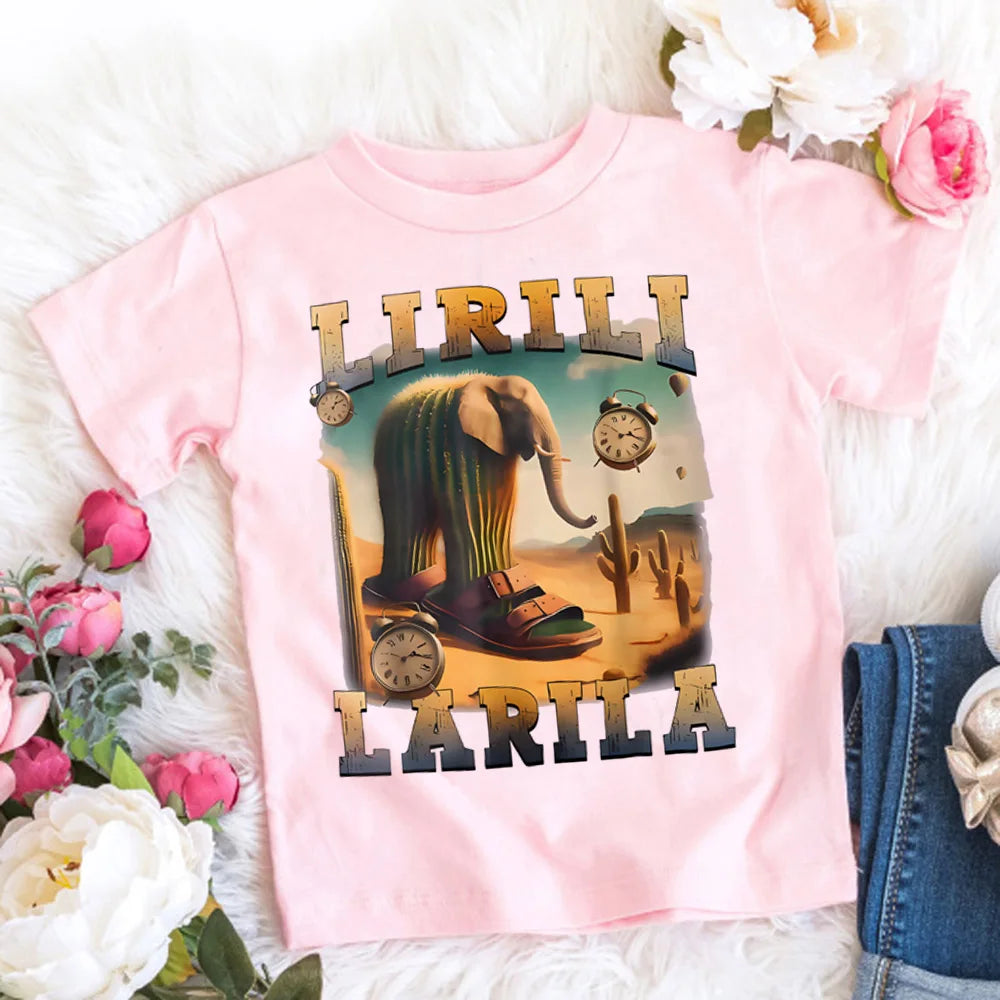 Italian Brainrot T-Shirt Kids Cartoon Anime Print Clothes Round Neck Basic Boys Tops Absorbent Casual Shirts Gift