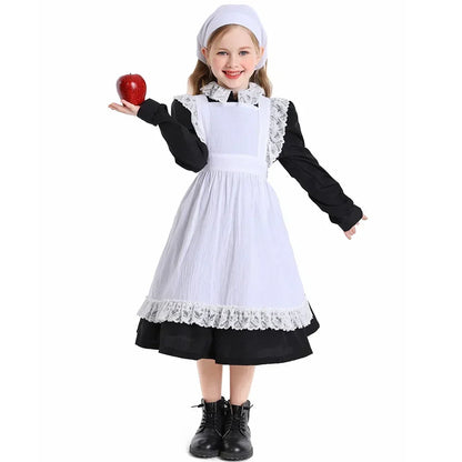 Girl Costume Colonial Farm Village Girl Costumes Prairie Dress Child Kids 2-4Y 4-10Y 10-16Y Tween Teens