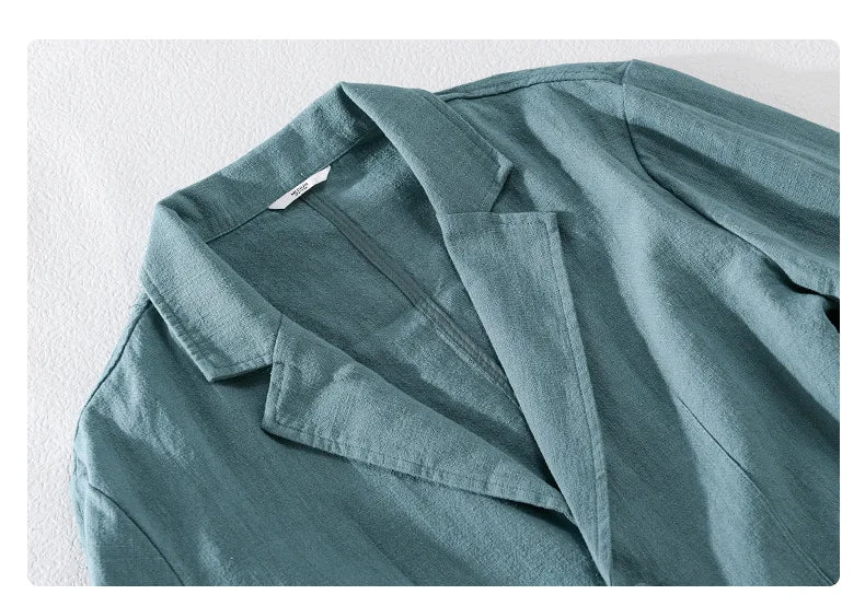Y803 Spring Autumn Good Quality Linen Blazer For Men Business Casual Solid Color Simple Double Buttons Thin Male Suits Jackets