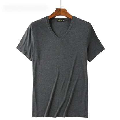 2 Piece Lots 95% Bamboo Fiber T Shirt Men Short Sleeve Tee Solid Color Summer Tops Plain Tshirt Crew Neck White Gym Clothing New