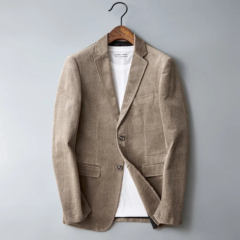Autumn Winter 2025 New Korean Version of Fashion Handsome Men Young Slim Casual Corduroy Suit Cotton Corduroy Suit Jacket  M-4XL