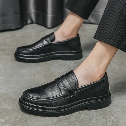 Tassel Loafers Men Platform Thick-soled Formal Business Shoes Slip-on Comfortable Mens Leather Wedding Casual Shoes Oxford Shoes