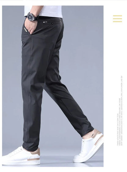 2026 Men's Summer Casual Pants Thin Ice Silk Men's Pants Fashion Straight  Elastic Men's New Pants Men's Pants