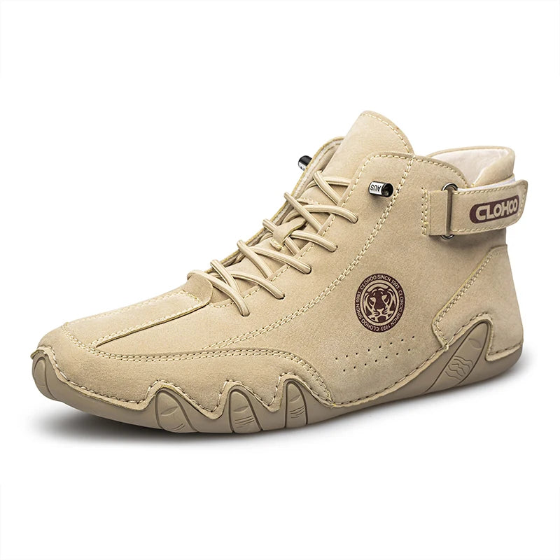 Hand-Sewn Octopus Design Men's Short Boots High-Top Leather Riding Boots Stylish Men's Footwear