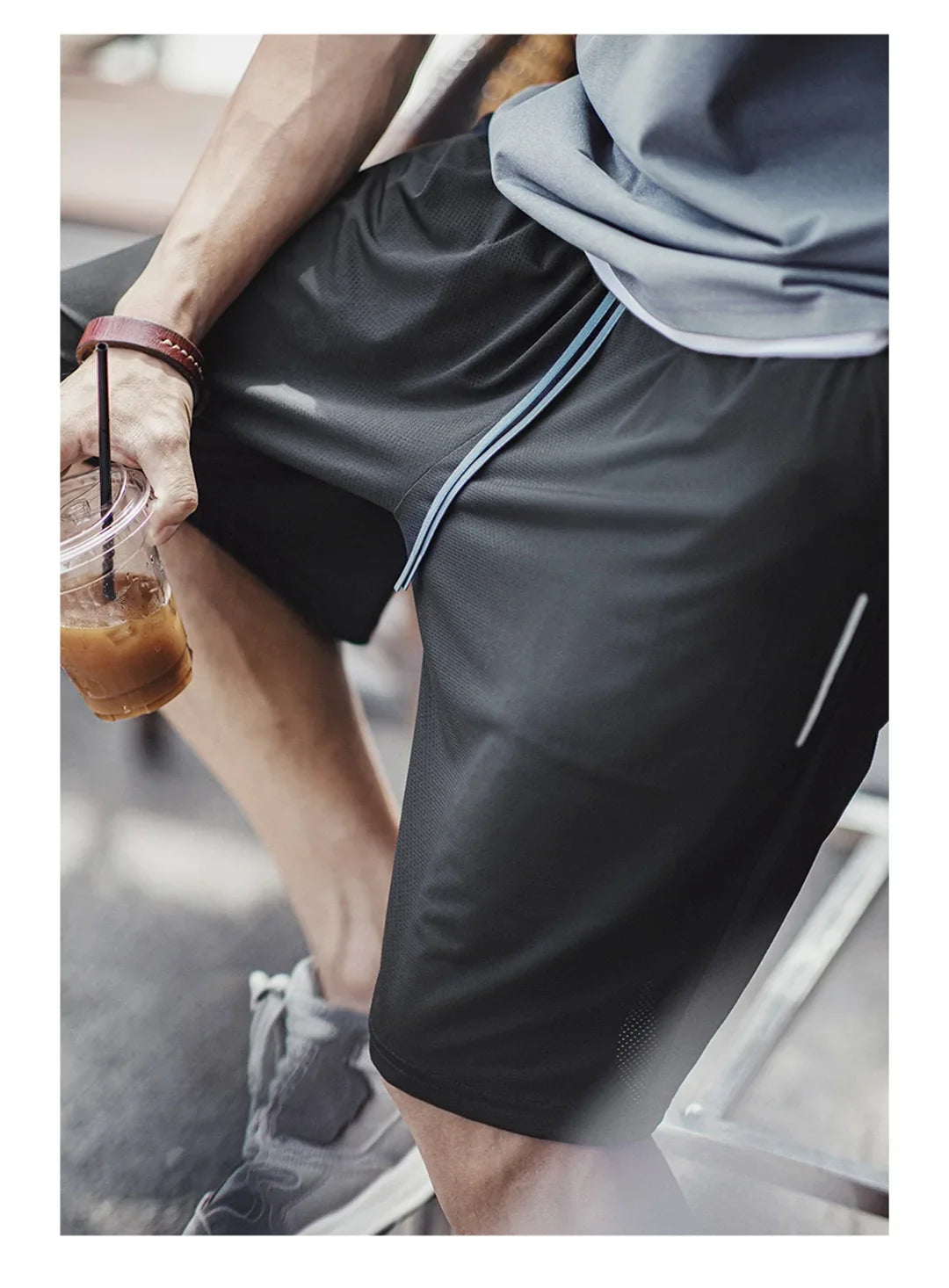 Men's American Workwear Mesh Ice Cool Breathable Short Thin Loose Outdoor Sports Fitness Casual Summer Training Bottoms