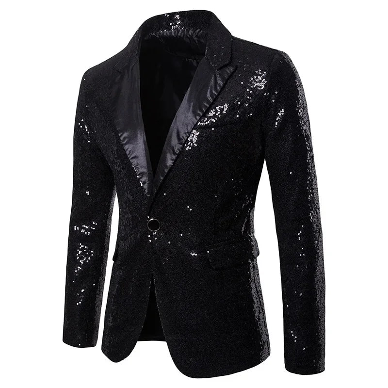 Men's Performance Jacket Gold Sequins Boutique High-end Men's Suits Blazer Korean Nightclub Wedding Host Suits Jacket Male