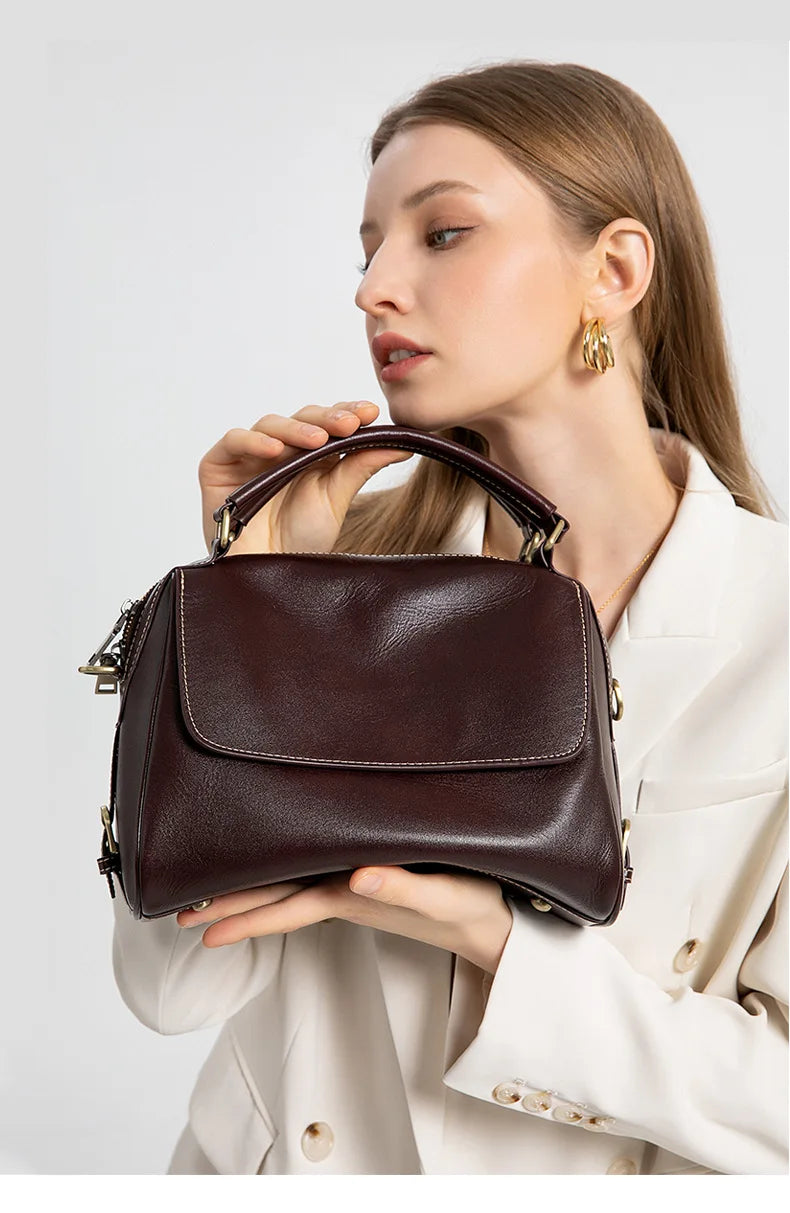 Female genuine cow leather bag for women bag Handbag New Crossbody luxury Shoulder bag high-capacity tote bag Vintage Bag