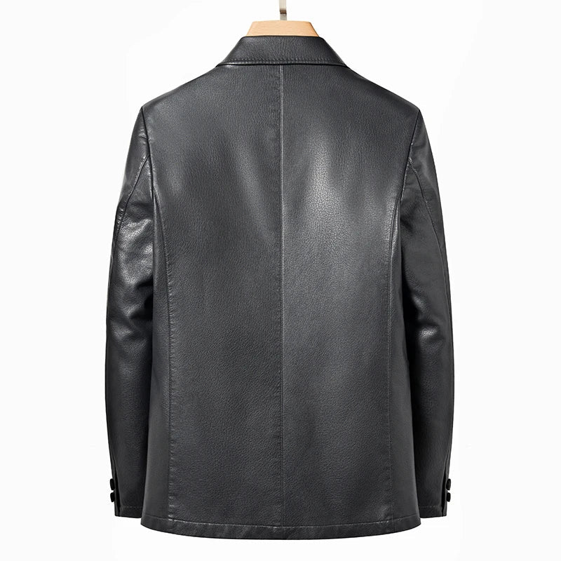 2025 Men's Slim Fit Leather Jacket High-Quality Fashion Trend All-Matching Autumn Winter Blazer for Stylish Men