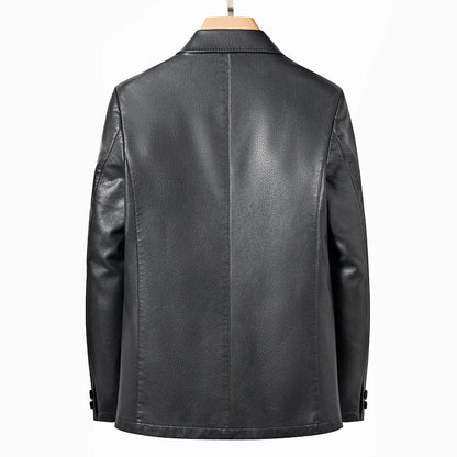 2025 Men's Slim Fit Leather Jacket High-Quality Fashion Trend All-Matching Autumn Winter Blazer for Stylish Men