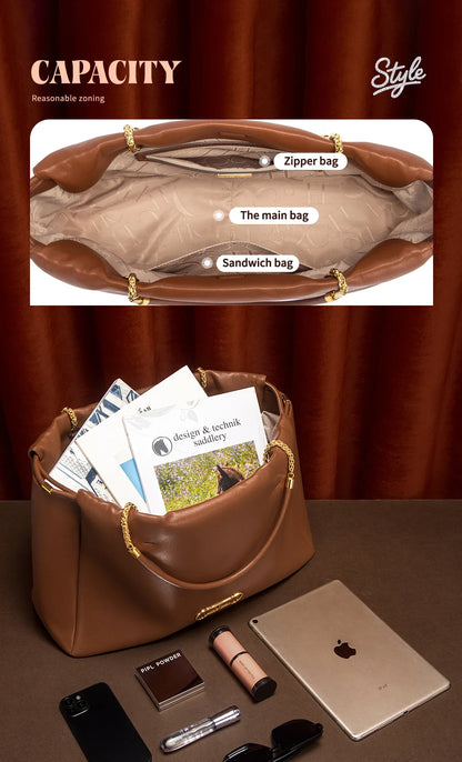 Fashion Classic Luxury Design Women's New Shoulder Bag Commuter Large Capacity Drawstring Design Bag