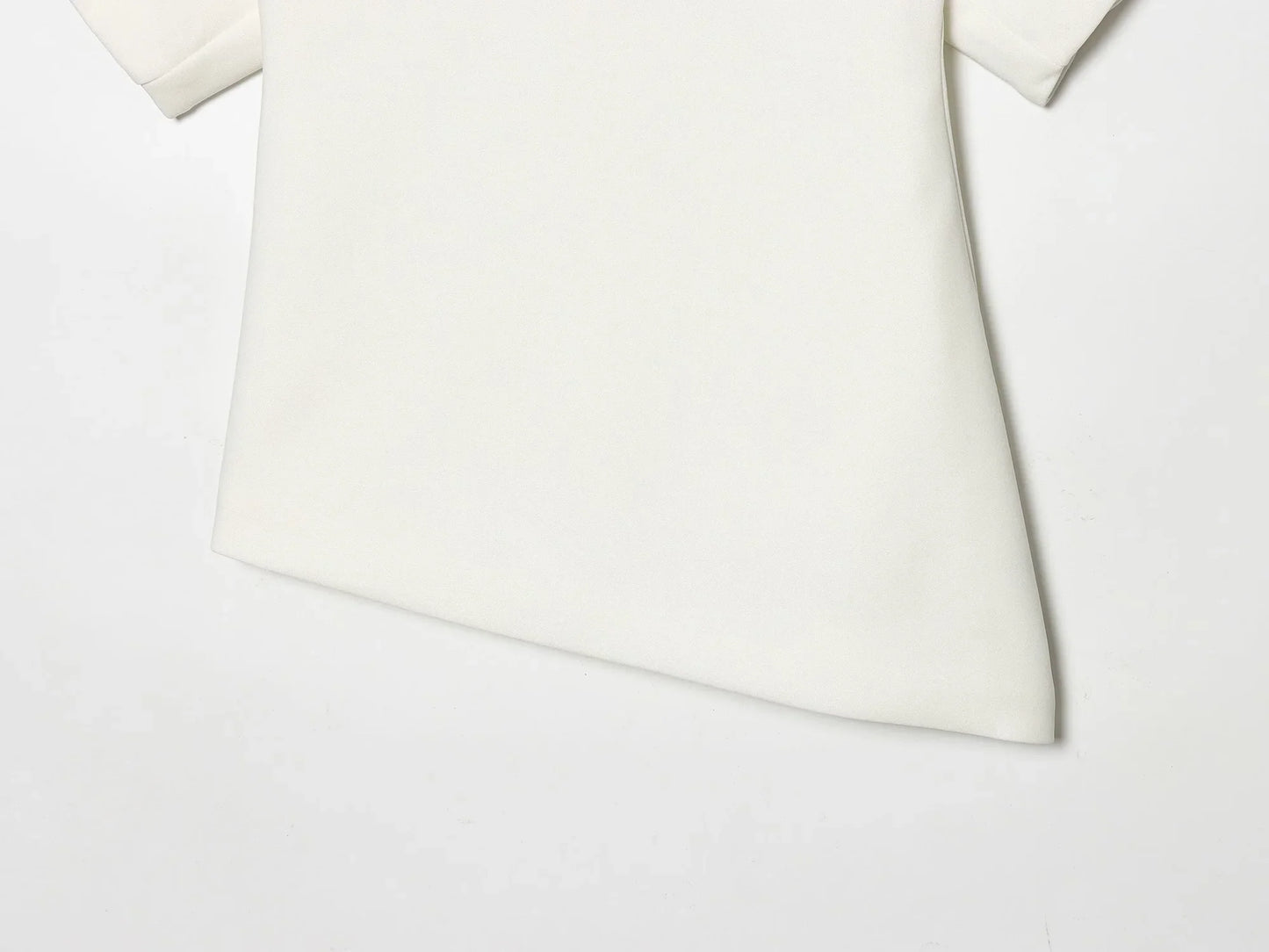 Spring Summer Women Casual Asymmetrical T-Shirts Fashion Solid Female O-Neck Short Puff Sleeve Blouse Lady Office Chic Tops