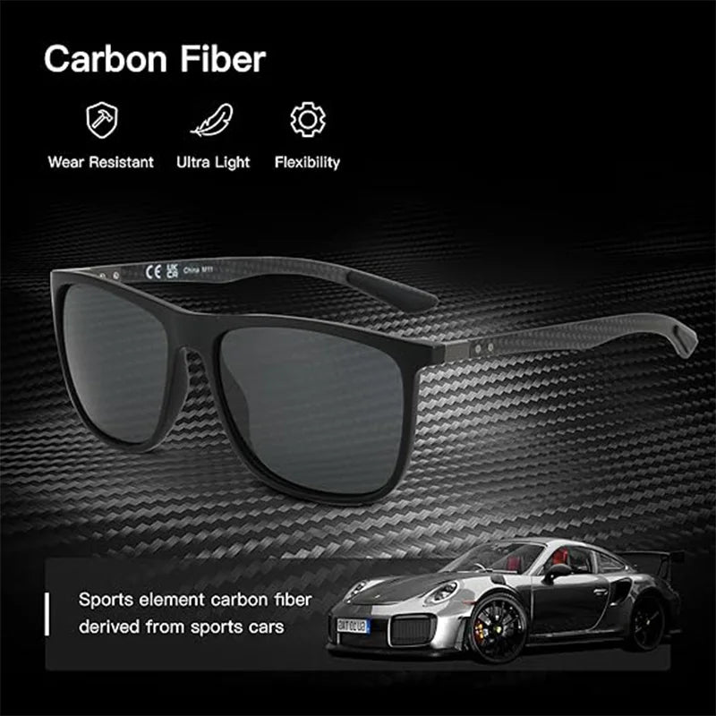 New Square Polarized Sunglasses for Men Ultralight Carbon Fiber Sun Glasses Driving Fishing Golf Sport UV400 Protection