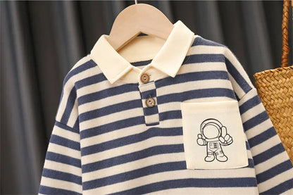 New Spring Autumn Kids Boys Clothes Strips Hoodies Jeans 2Pcs/Set Outfit Infant Kids Sport Casual Clothing Tracksuits 0-5 Years