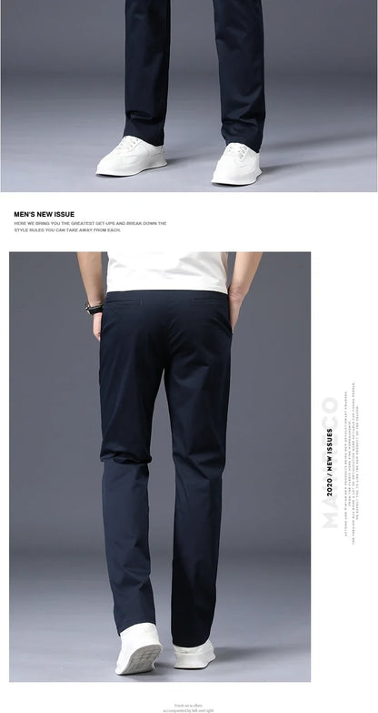 Mens Pants Cotton Casual  Stretch male trousers man long Straight High Quality 4 color Plus size pant suit  42 44 46