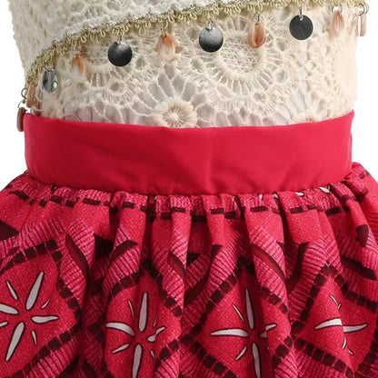 2 Vaiana Costume Girls Princess Dress Children Purim Lace Clothes Kids Cartoon Cosplay Outfits Birthday Party Frock