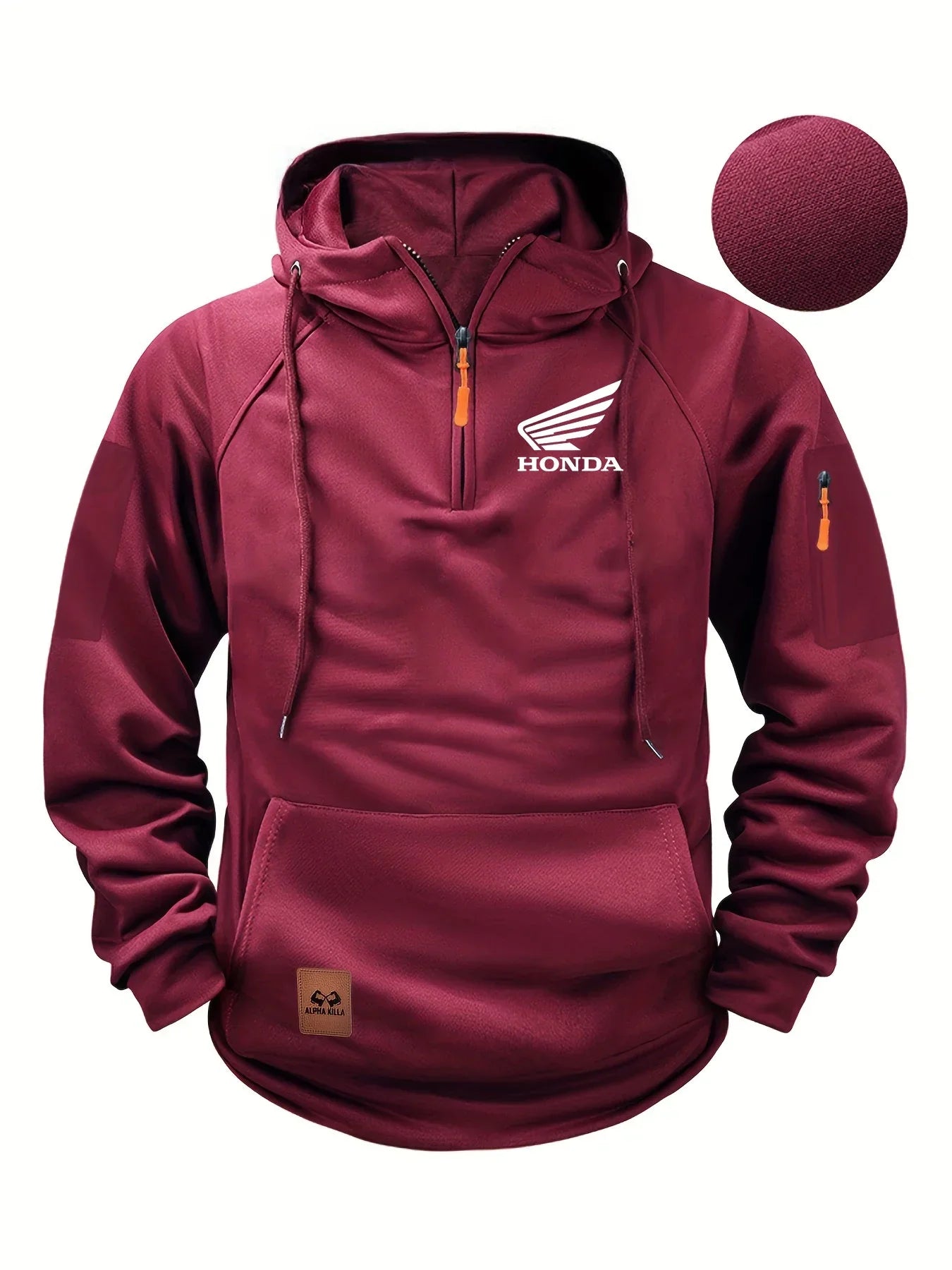 2025 New Honda Racing Team Outdoor Cycling Fashion Street Half Zip Hoodie Men's Motorcycle Racing Casual HRC Warm Hoodie