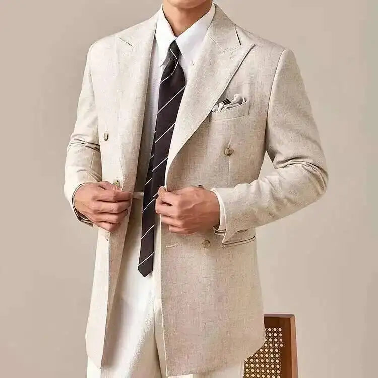 Spring Jacket Men Blazer Masculino Slim Fit Blazer Hombre Lapel Collar Casual Business Italian Style Double Breasted Blazer Men