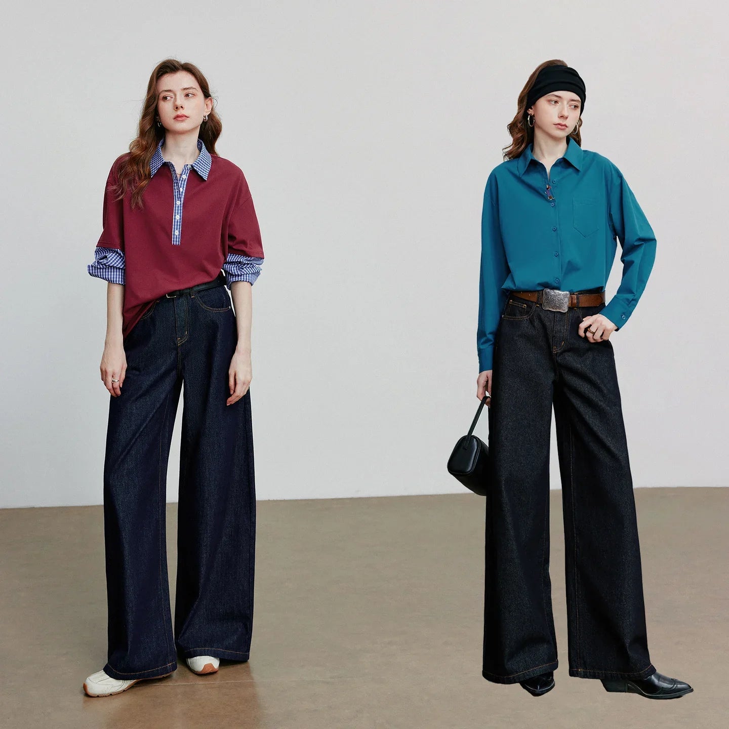 Women Denim Jeans 2025 Autumn New loose Curved Banana Wide Leg Pants