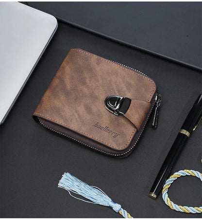 Men's Wallet Made pu Skin Purse for Men Coin Purse Short Male Card Holder Wallets Zipper Around Money Coin Purse