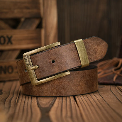 A Men's and Women's Casual Retro Belt Western Style! PU Leather Belt with Metal Buckle, Suitable for Daily Work Wear
