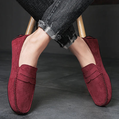 Fashion Suede Men Casual Shoes Breathable Leather Mens Loafers Slip on Male Driving Shoes Luxury Brand Comfortable Boat Shoes