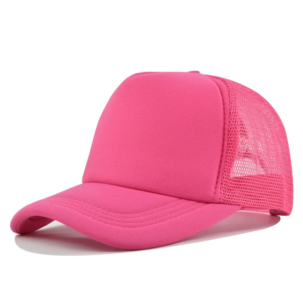 Fashion Unisex Plain Baseball Cap Adjustable Trucker Flat Visor Cap Snapback Mesh Curved Men Women Casual Sun Summer Hat